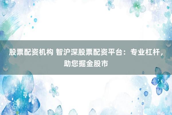 股票配资机构 智沪深股票配资平台：专业杠杆，助您掘金股市