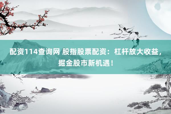 配资114查询网 股指股票配资：杠杆放大收益，掘金股市新机遇！
