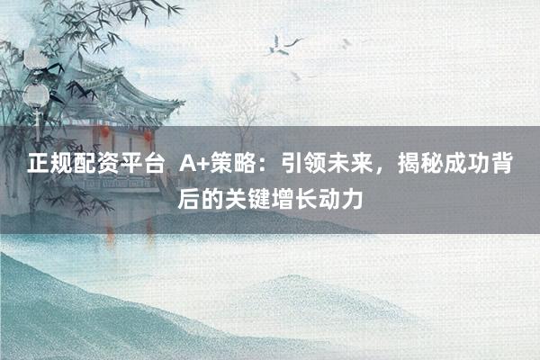 正规配资平台  A+策略：引领未来，揭秘成功背后的关键增长动力