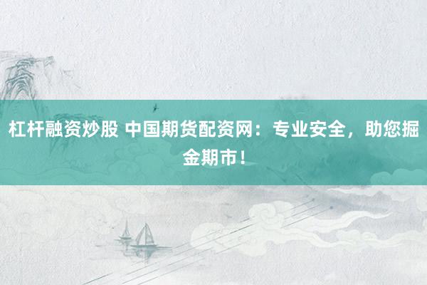 杠杆融资炒股 中国期货配资网：专业安全，助您掘金期市！