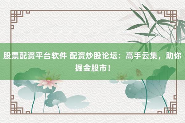 股票配资平台软件 配资炒股论坛：高手云集，助你掘金股市！
