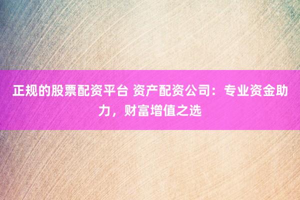 正规的股票配资平台 资产配资公司：专业资金助力，财富增值之选