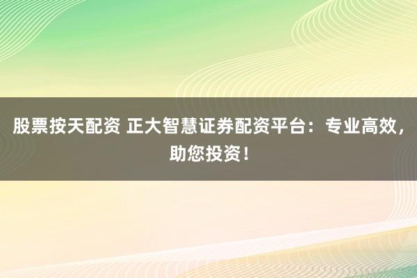 股票按天配资 正大智慧证券配资平台：专业高效，助您投资！