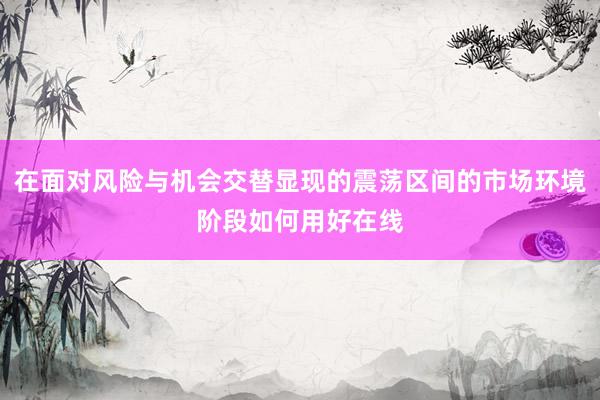 在面对风险与机会交替显现的震荡区间的市场环境阶段如何用好在线