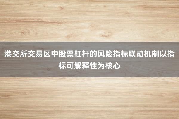 港交所交易区中股票杠杆的风险指标联动机制以指标可解释性为核心
