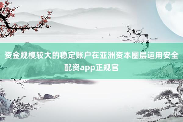 资金规模较大的稳定账户在亚洲资本圈层运用安全配资app正规官